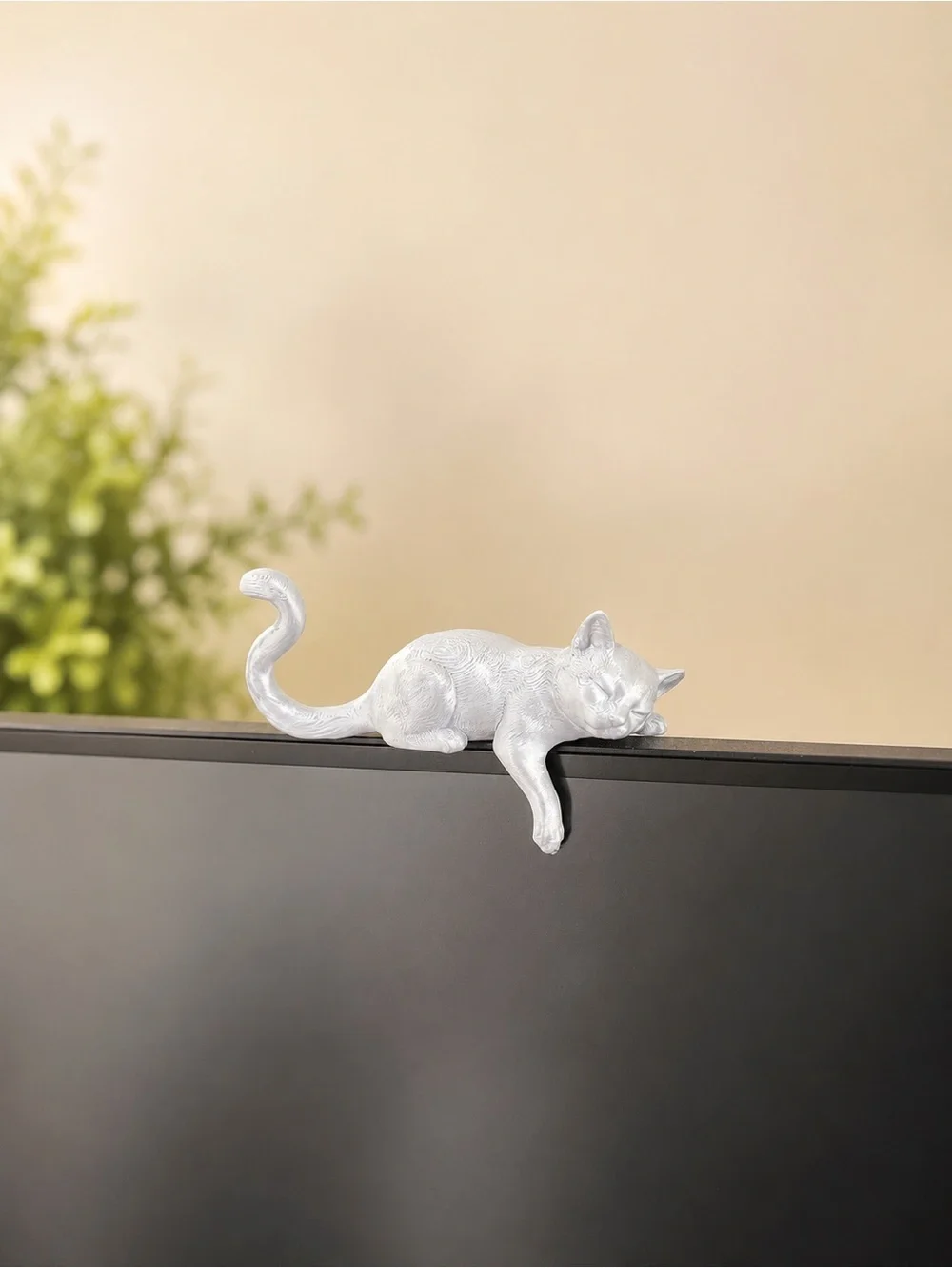 Cute Sleeping Cat Monitor Topper Desk Shelf Decor 3D Printed Gift